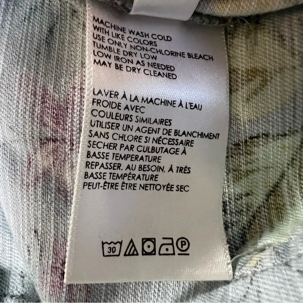 ANTHROPOLOGIE Victoria Floral Cargo Utility Pants High Rise Gray Blue Size 4 - Picture 12 of 14